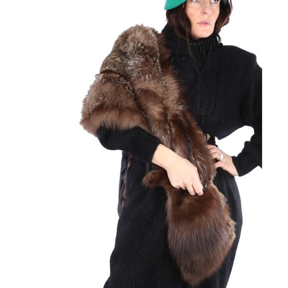 Vintage C. Henning Brown Raccoon Fur Overcoat Cape Wrap Scarf Luxury Real Fur - Picture 4 of 16